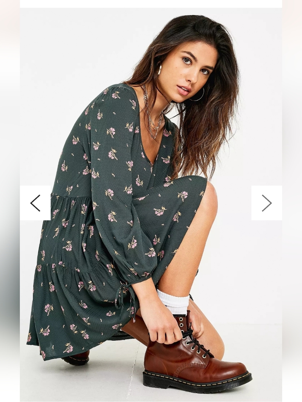 Urban Outfitters Mindy Floral Print Tiered Mini Dress - Picture 2 of 9